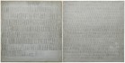 Cronotopografie (54C1075 + 59C1175), 1975 - reinforced concrete and adhesive on canvas, one mark 10 cm long every 15 seconds + one mark 5 cm long every 8 seconds, 100 x 200 cm, 