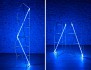 Scultura luminosa , 2016   - struttura in profilo di ottone formata da 2 moduli asimmetrici e neon blu, 48x36x24 cm altezza 106 cm - altezza totale 212 cm, 